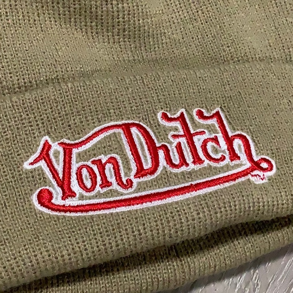 Von Dutch light grey green Beanie hat - Picture 3 of 4